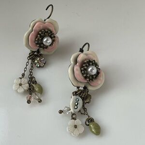 Vintage Inspired Floral Multiple Charm Drop Earrings